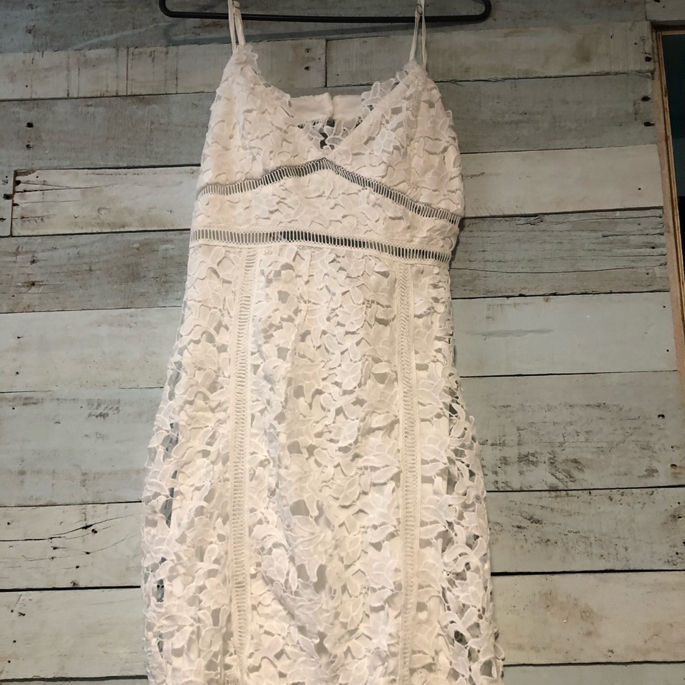 Crotchet white midi dress